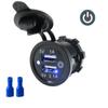 Dual USB Car Charger Socket Waterproof DC 12V-24V 3.1A Power Outlet with Touch Switch for Car Motorcycle Marine Boat