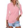 Women's Fashion Casual Lapel 3/4 Sleeve Shirt Women's Button Up Tops