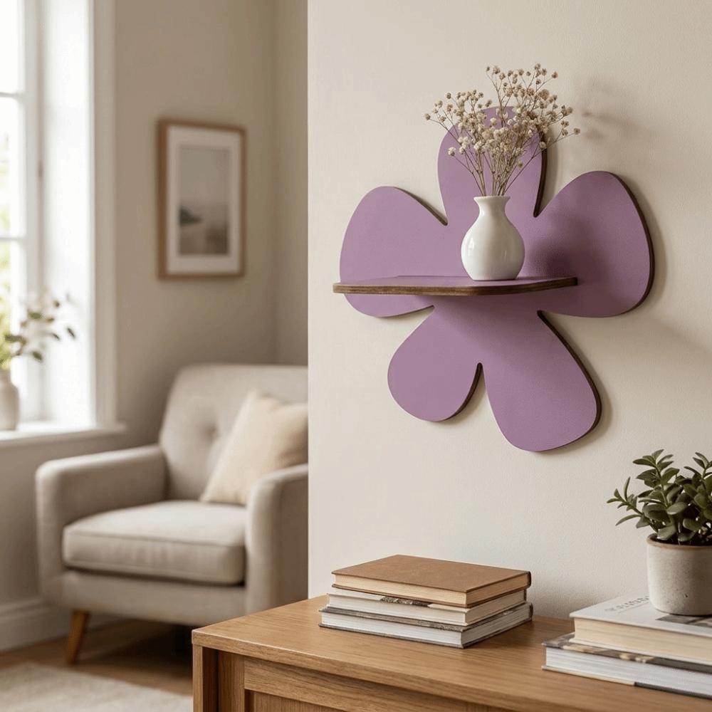 Wall-Mounted Flower Floating Wall Shelf Wooden Wall Hanging Shelf Modern Plant Shelf Office