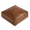 Moroccan PU Leather Pouf Floor Cushion Oil Wax Skin Embroider Craft Ottoman Footstool Futon Artificial Leather Unstuffed Cushion