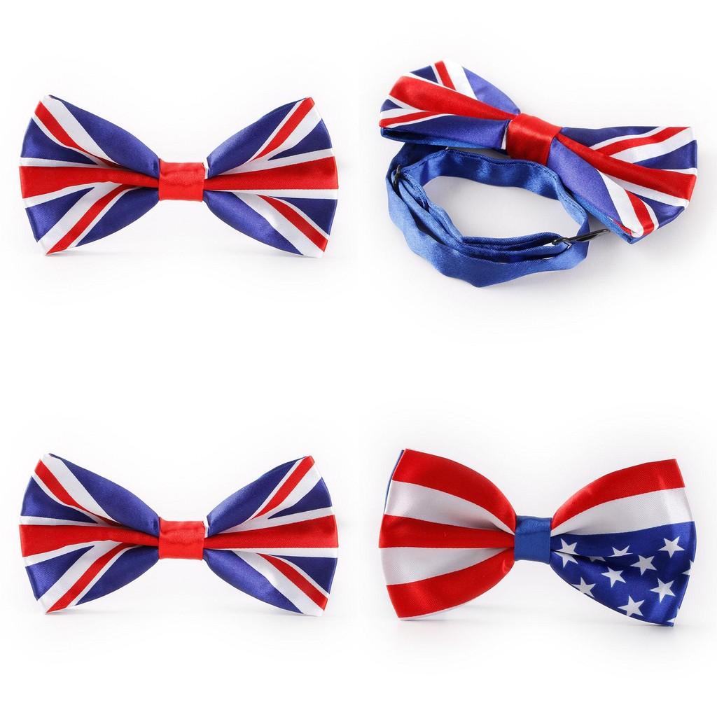 Стильный шелковый галстук-бабочка с флагом Великобритании и США для маскарадных костюмов