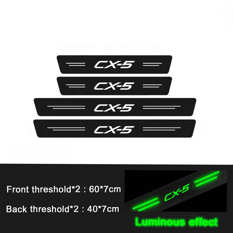 AAFD1 Car Door Edge Guards Sill Protector Luminous Anti Scratch Stickers for Mazda CX5 CX-5 Logo Rear Trunk Bumper Threshold Strips