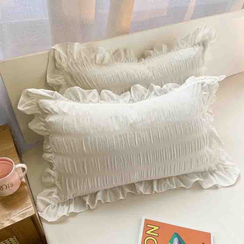 Pillowcase Princess Pillow Cover Cute Solid Color Single Lace Cushion Cover Women Removable and Replaceable Ruffle Trim
