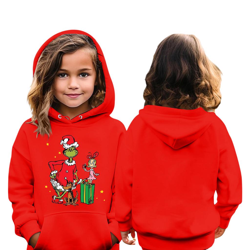 Рождественская детская толстовка с длинным рукавом, легкая повседневная толстовка с капюшоном, свободная, удобная детская толстовка