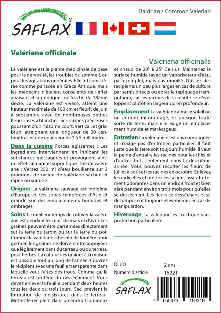 SAFLAX Garden in the Bag - Валериана обыкновенная - 200 семян - С субстратом в подходящем стоячем пакете - Valeriana officinalis