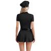 Womens Halloween Policewoman Cosplay Dress Hat Waist Belt Manacles 4-Piece Dirty Cop Costumes