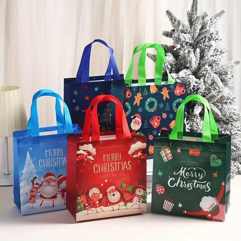 Christmas Fabric Makeup Clod Candy Bag Non-woven Packaging for New Year Party Folding Storage Bags for Gifts