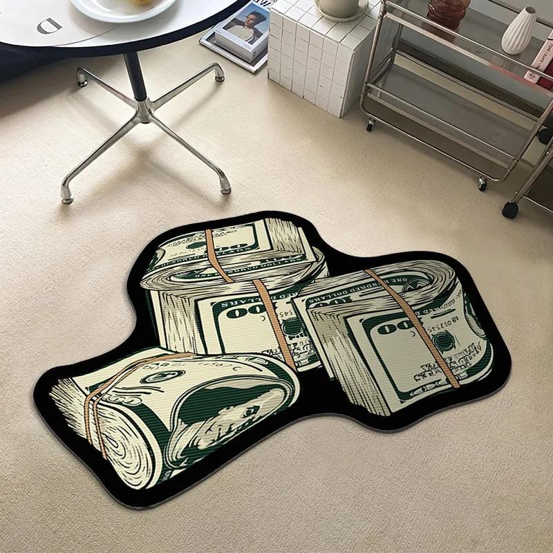 Funny Money Shaped Carpet Dollars Rich  Floor Mat Irregular Money Rug Hallway Balcony Entrance Doormat Home Decor Alfombra
