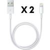 [Compatible iPad 2017-2018-AIR-MINI-PRO] Pack of 2 USB Charger Cables White 1 Meter [Phonillico®]