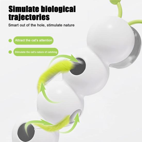 Игрушка-червяк Smart Motion для кошек, живущих в помещении. Интерактивная игрушка-вертушка для кошек с дизайном «Гусеница» для установки на стену, дверь, окно.