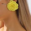 1 пара сережек-гвоздиков с розами, элегантный дизайн с цветком камелии, однотонные женские летние элегантные серьги, удобные антиаллергенные украшения для вечеринок