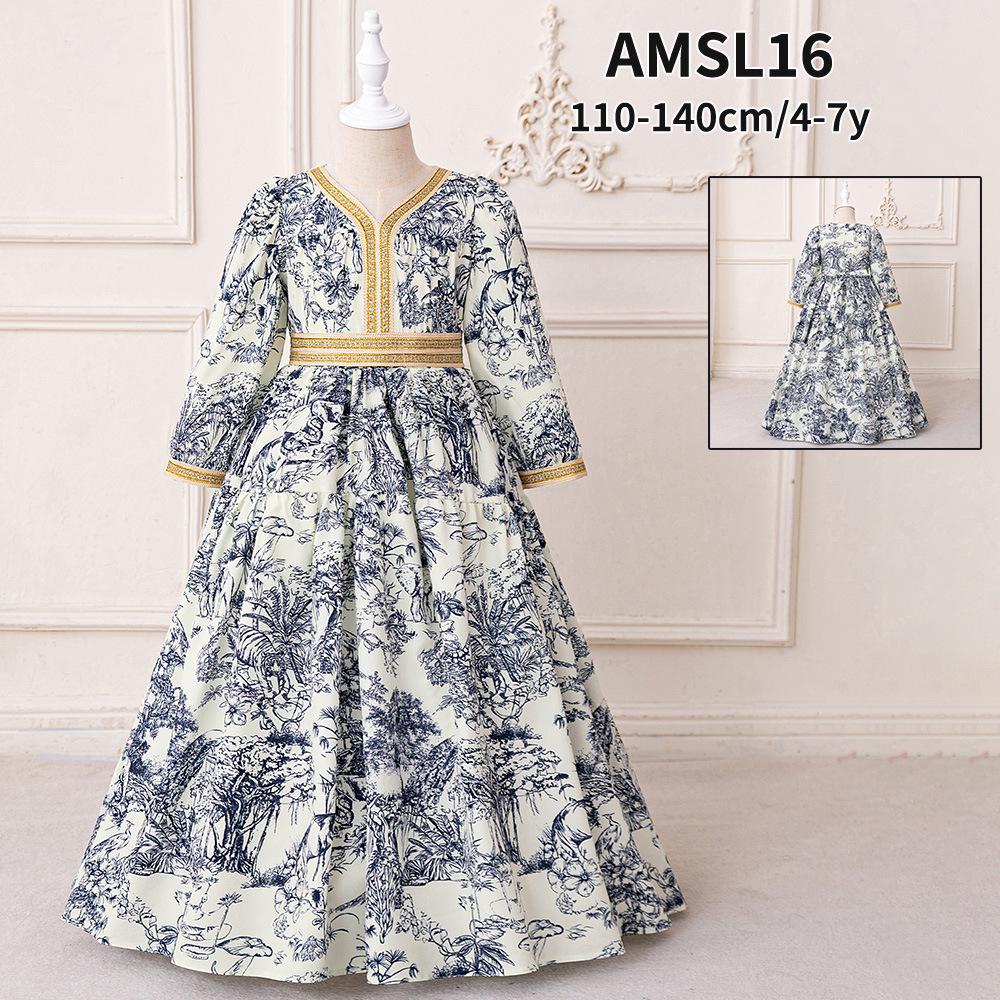 Платье принцессы с цветочным принтом в ближневосточном стиле для девочек