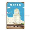 Minsk Belarus Retro Travel Minimalist Poster Metal Sign Home Funny Garage Funny Customize Tin Sign Poster