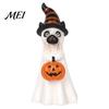 Spooky Puppy Desk Decor Halloween Ghost Dog Figurine, Wizard Hat Pumpkin Resin Statue, Cute Tabletop Display Accents for Entryway Bar Window