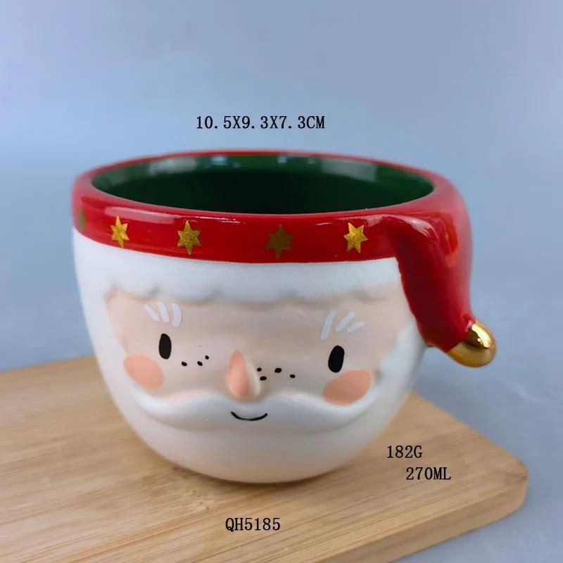 Керамическая кружка с 3D рельефом Деда Мороза, Милая кофейная кружка со снеговиком, Кружки для завтрака и молока в офис, Забавные кружки для воды для пары, Рождественский подарок