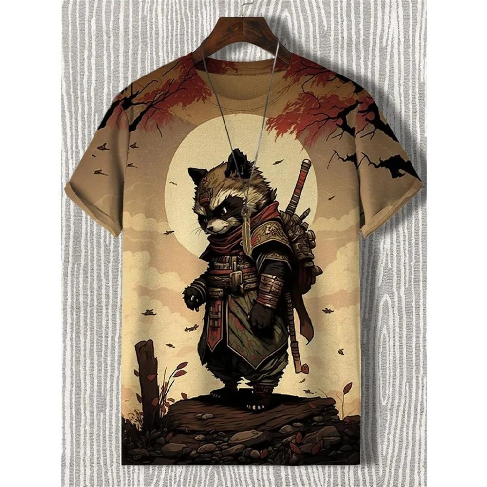 Японские футболки с графикой укиё-э для мужчин, модные трендовые летние футболки с коротким рукавом и 3D-принтом, крутая уличная одежда, топы в стиле Харадзюку