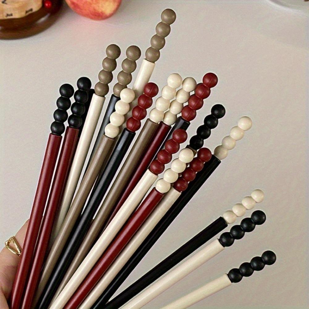 3 Pairs Creative Sugar Bean Alloy Chopsticks Portable Chopsticks Household Chopsticks Tableware