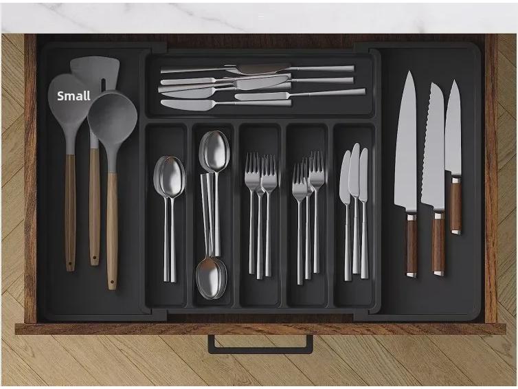 Регулируемый лоток для хранения столовых приборов