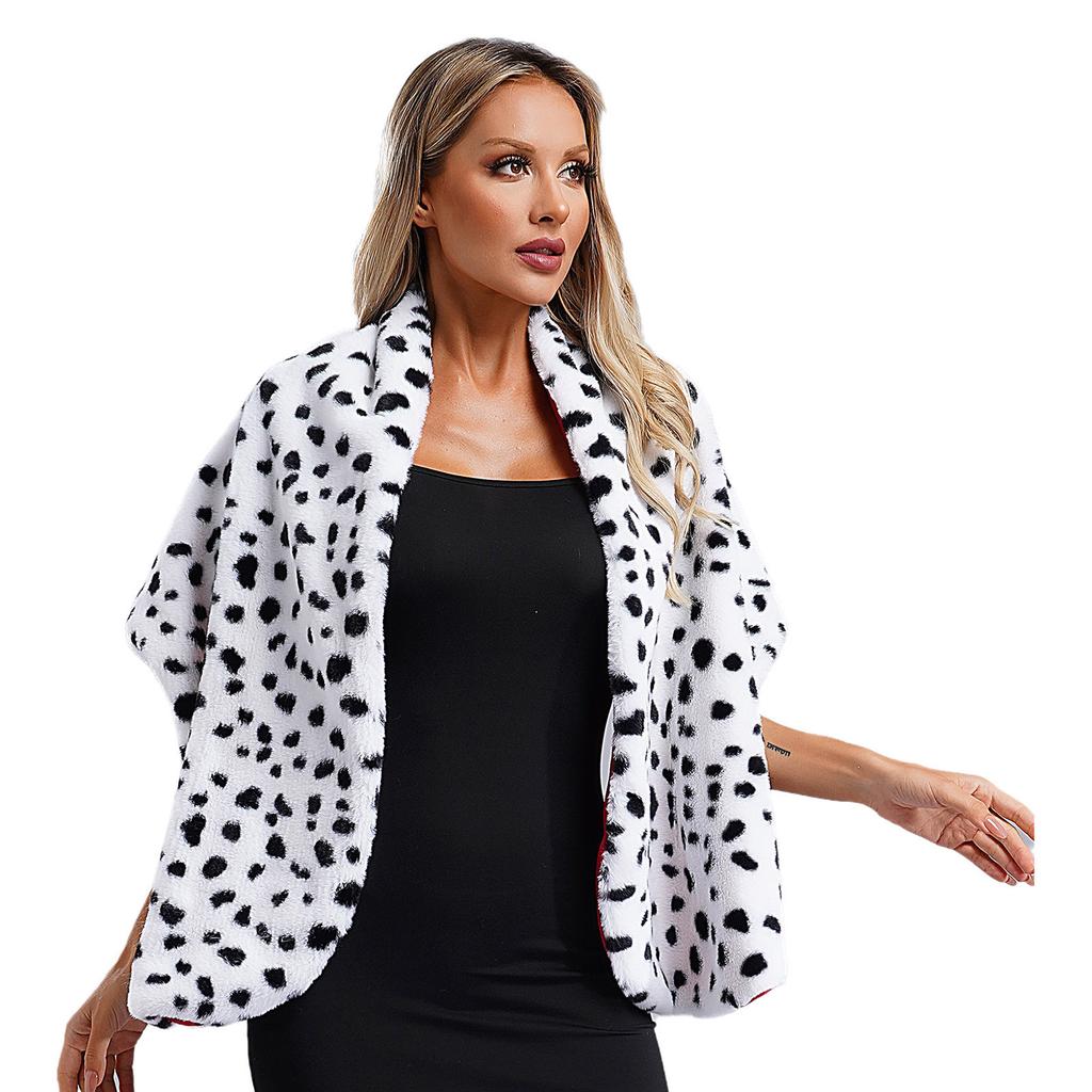 Женская накидка из искусственного меха с пятнистым дизайном, шаль, шарф, костюм для косплея, Хэллоуина, маскарадной вечеринки, выступления