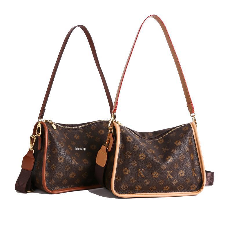 2025 Autumn Women's Retro Large Capacity Shoulder Bag with Wide Strap