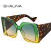 SHAUNA модные большие квадратные двойные цветные женские солнцезащитные очки в стиле ретро с градиентными оттенками UV400 мужские трендовые леопардовые солнцезащитные очки