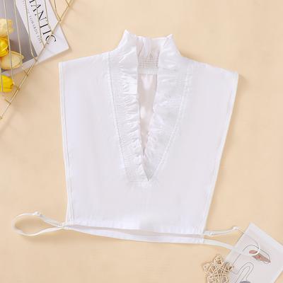 Ladies Elegant Pleated Lace Fake Collar, Deep V-Shaped Fake Collar with Decorative Collar, Temperament Fake Collar