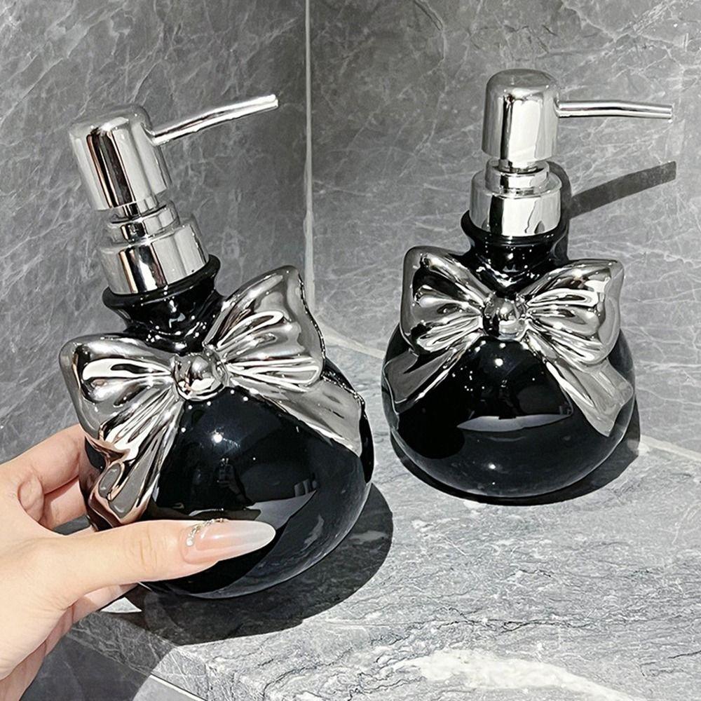 350ml Bow Lotion Bottle Ceramic Shower Gel Separate Bottles Practical Bow Soap Dispenser  Bathroom