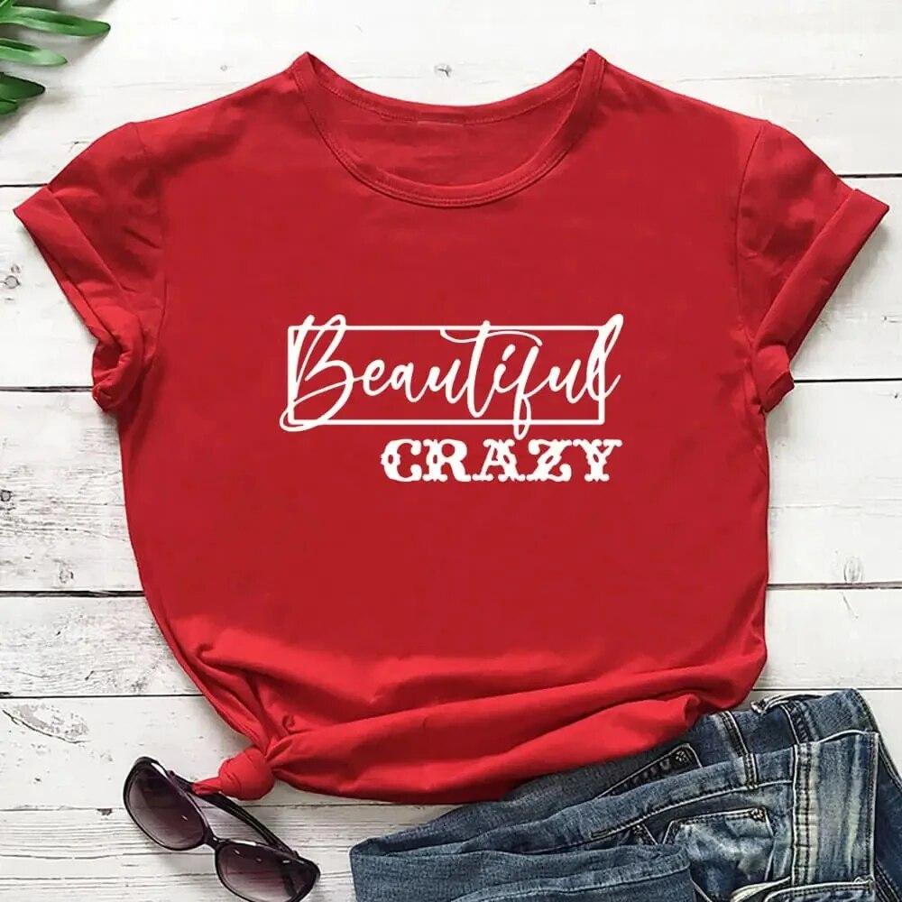Beautiful Crazy Print Women Tshirt Women's Funny Summer Casual Short Sleeve Top Girls Weekend Shirt