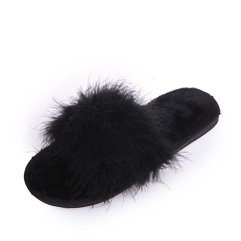 Fashion Fashion Fluffy Faux Fur Slippers for Women Soft Plush Open Toe Home Slippers Woman Autumn Winter Indoor Cozy Furry Flat Slides