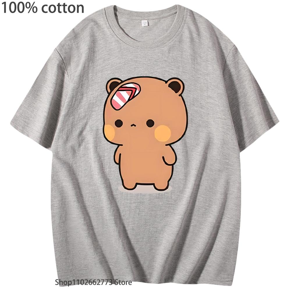 Милый Дуду бросал шлепанцы футболки из-за того, что Бубу его дразнил. Графическая футболка с Бубу. Кавайный панда. Женские и мужские хлопковые футболки.