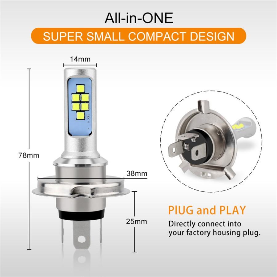 36 Вт H4 Светодиодная лампа фары мотоцикла Противотуманная фара 12 SMD 1200 лм Лампа ближнего/дальнего света для аксессуаров для скутера Moto DRL 2 шт.