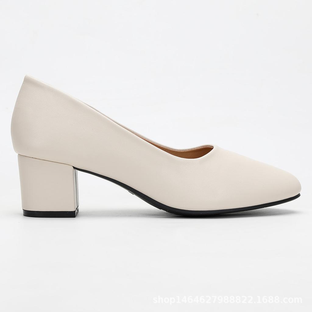 Женские новые туфли для работы из мягкой кожи, мягкая подошва удобная и не вызывает усталости, универсальные для ног, простые внешние высокие каблуки