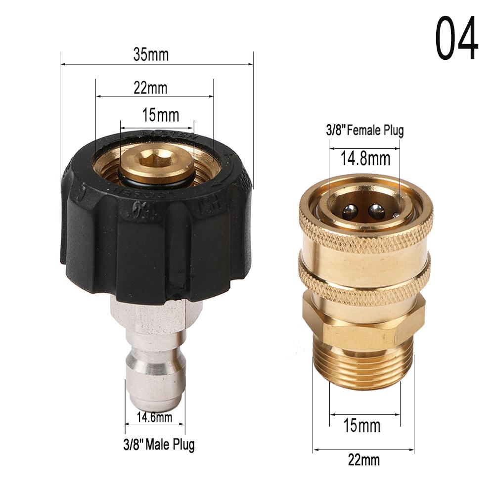 Комплект из 2 адаптеров для мойки высокого давления M22 14 мм / 15 мм с внутренней резьбой и быстроразъемным соединением 3/8'' или 1/4'', набор насадок