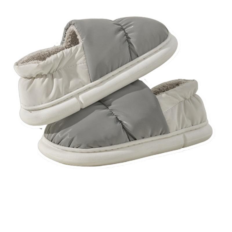 Хлопковая сумка для тапочек и домашние тапочки зимние женские водонепроницаемые из пуховой ткани утолщенные туфли нескользящие теплые хлопковые туфли мужская обувь