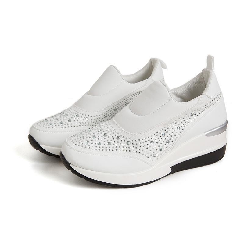 Женская модная обувь на платформе со стразами, высокие кроссовки на скрытой танкетке для женщин, женские ботинки на платформе, рабочая обувь, женская обувь
