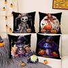 Хэллоуин скелет динозавр тыква Наволочка Короткий плюш Двусторонняя печать Квадратные декоративные наволочки для подушек Декор подушки
