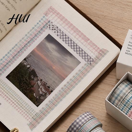 Scrapbooking Tape 10 Rolls Washi Set, Retro Plaid Cartoon Adhesive Tape, Decorative Masking for DIY Art Crafts, Journaling, Scrapbooking, Gift