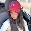 Korean version of puppy embroidery red baseball cap women's spring new big brim cap enlarged and deepened hat