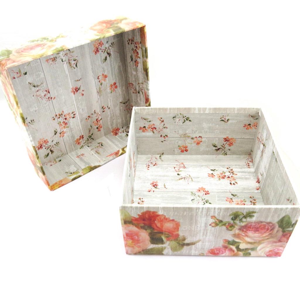 Les Trésors De Lily [L7286] - Set of 3 Nesting Boxes 'Jardin Botanique' Gray Pink - 185x90 ​​mm