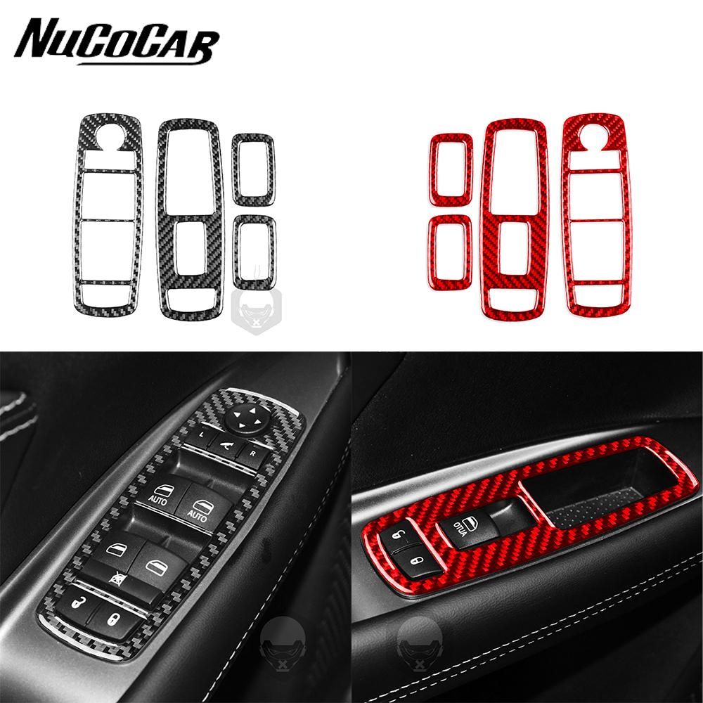 For Dodge Journey 2011-2017 Carbon Fiber Window Lift Control Button Panel Trim Cover Car Interior Accessories Decorative Sticker