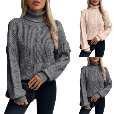 Женский повседневный модный вязаный свитер с длинными рукавами