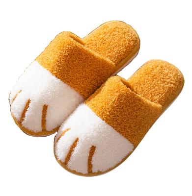 Тапочки кошачьи коготь для дома унисекс комнатные тапочки кошачьи пушистые [Neko Town] (Полотенце ткань) (желтый)