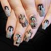 Halloween Glitters False Nail Spiders Web Heart Art Designs Press On Nail Kit 24Pcs Artificial False Nail