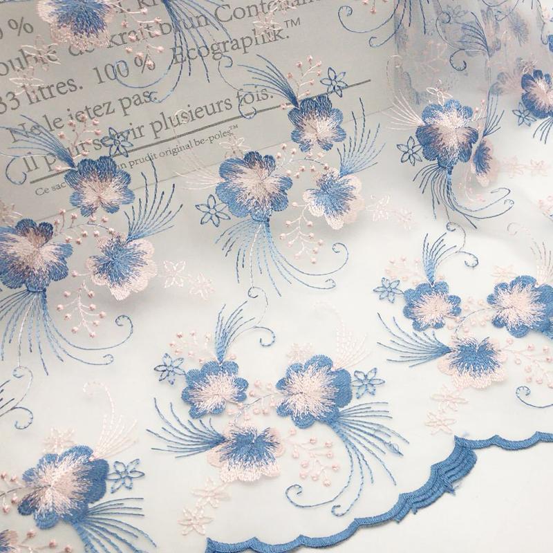 100x130 см шикарная сетчатая вышитая ткань кружево тюль цветочная вышитая ткань для шитья юбок платье ханьфу занавески DIY аксессуары