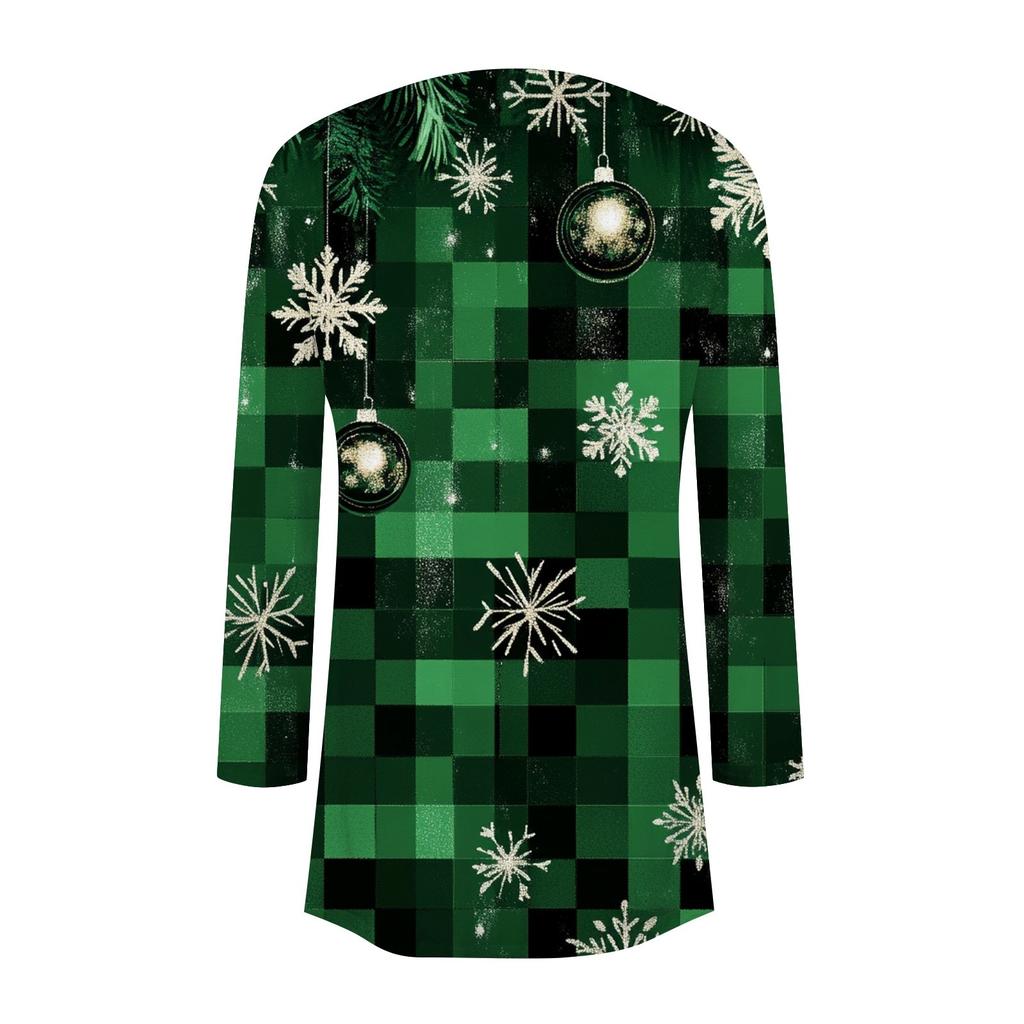 Женский повседневный кардиган с длинными рукавами и рождественским принтом без верхнего пальто