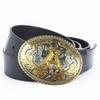 White K Room Gold Pattern Letter A Western Denim Belt Belt Whole Cowhide Pattern Oval Belt