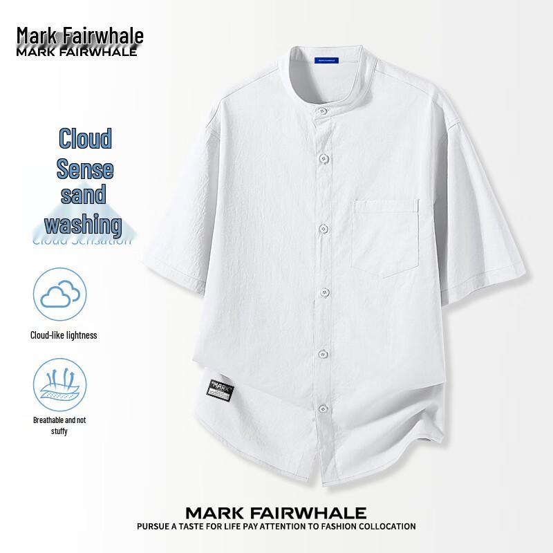 Mark Fairwhale Мужская однотонная футболка-поло с коротким рукавом Хенли