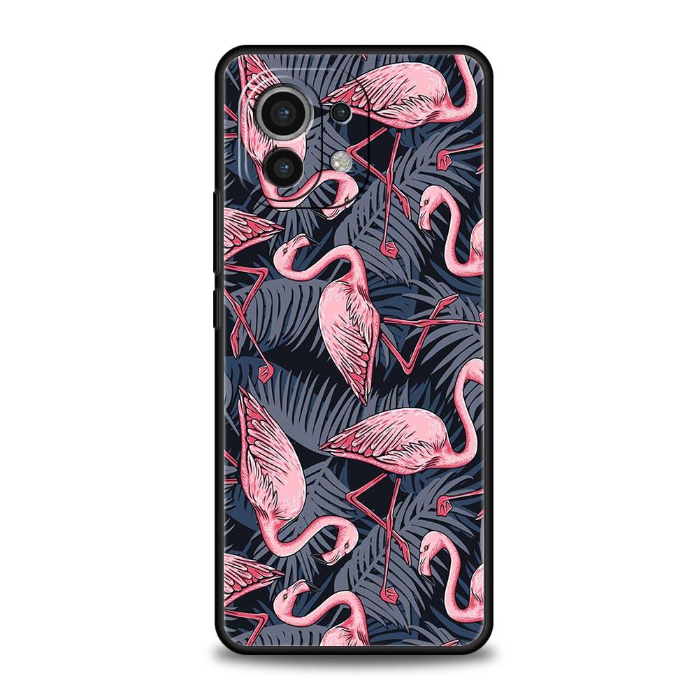 Розовый, красный чехол с изображением фламинго для телефона Xiaomi 13 12 11 Lite 12T 11T 10T 9T Mi Poco X5 M4 M3 X4 X3 Pro F5 F4 F3 GT 5G, черный чехол