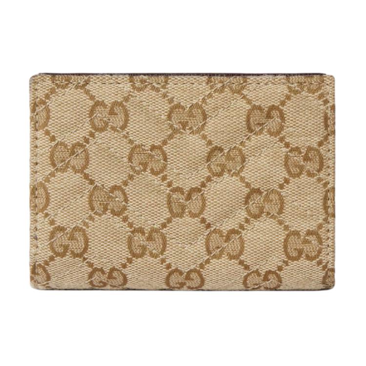Gucci GG Marmont Generation Vintage Double G Logo GG Canvas Wallet Small Women wallet Beige Dark-Brown 773427-FAF05-9651