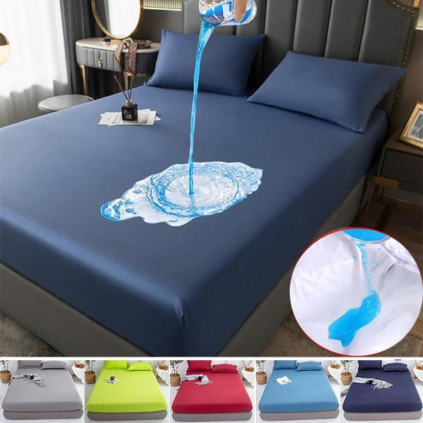 Super Waterproof Bed Fitted Sheet Bedcover Home Bed Cover Mattress Covers With Elastic For Single Double Bed No Pillowcases